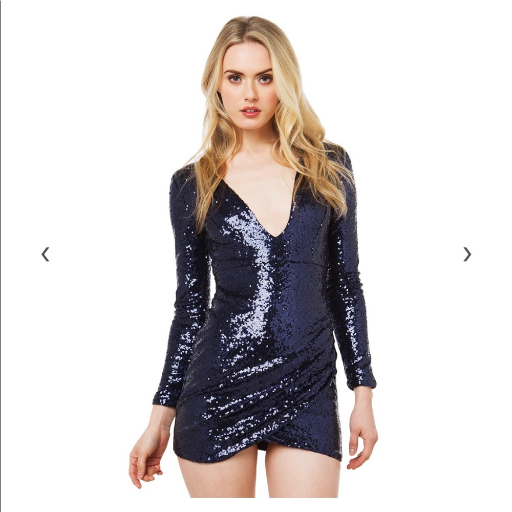 Akira Navy Sequin Party Dress